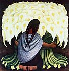 The Flower Seller, (Vendedora De Alcatraces) 1942 by Diego Rivera